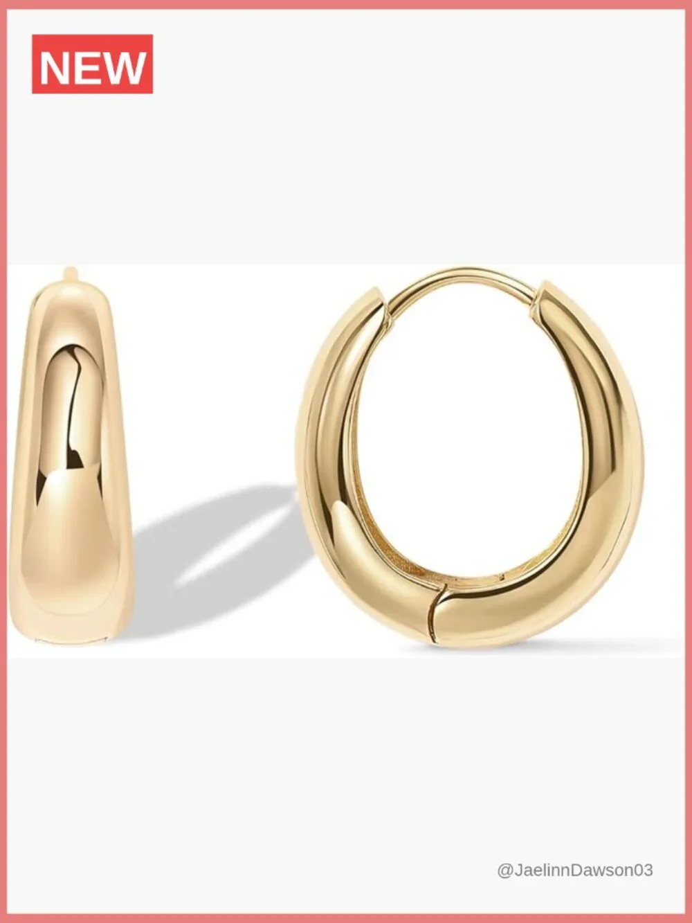14K Gold Plated Chunky Hoop Earrings - Lightweight, Hypoallergenic